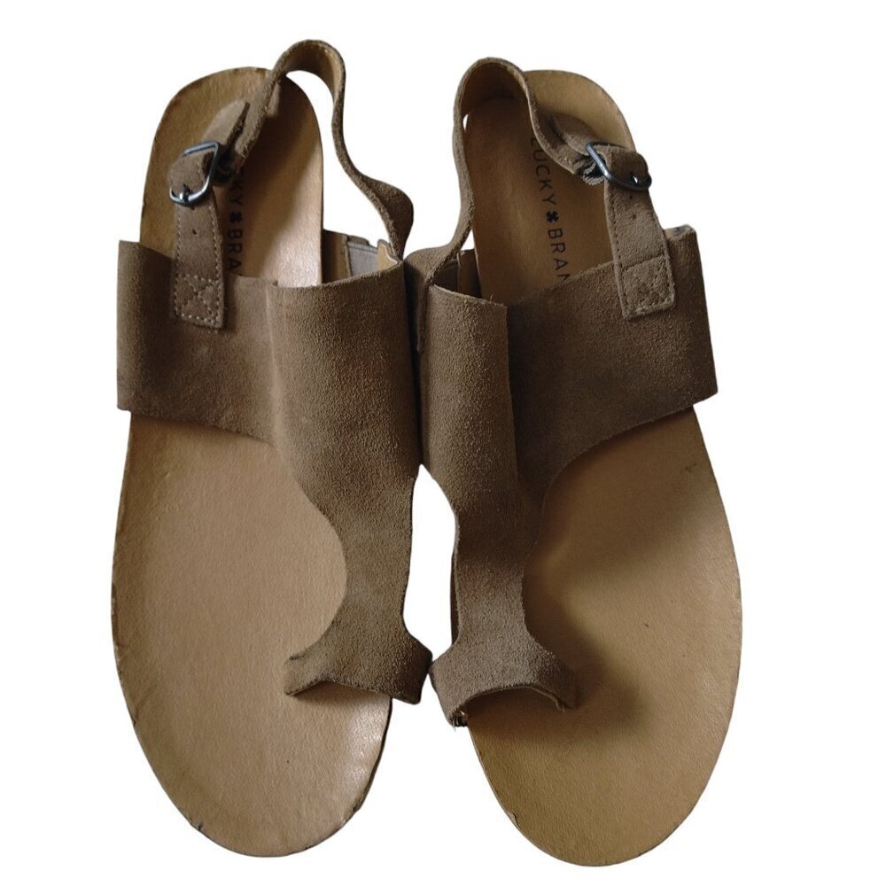 Lucky Brand LK-Janessa Size 10M Toe Ring Thong Wedge Sandals Neutral Vacation
